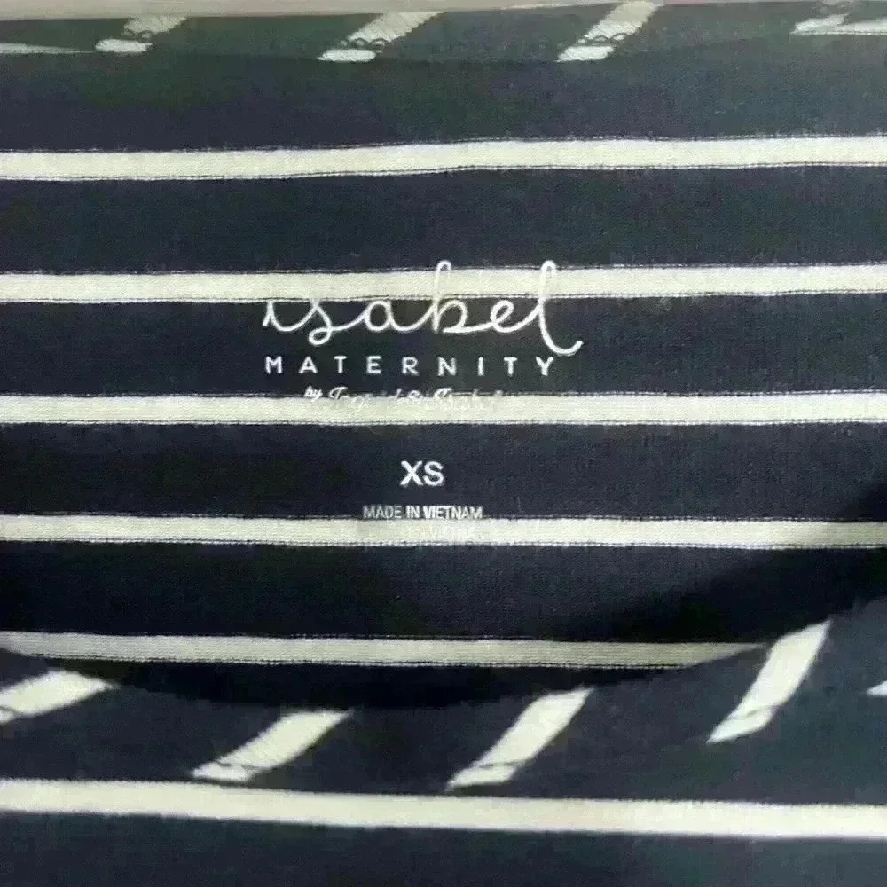 Isabella Maternity Striped T-Shirt Pregnancy Dress | Navy & White | Sizs XS - Picture 3 of 4